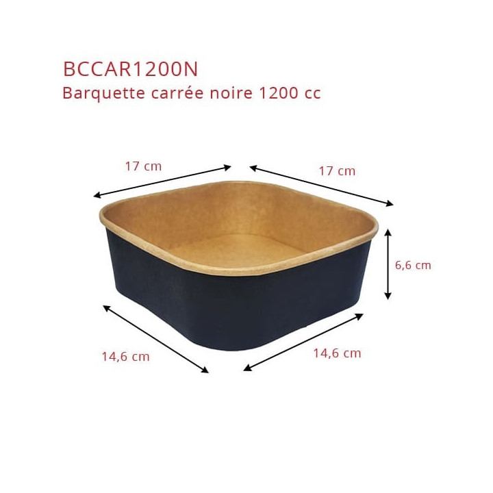 Barquette carton carrée noire 1200 cc