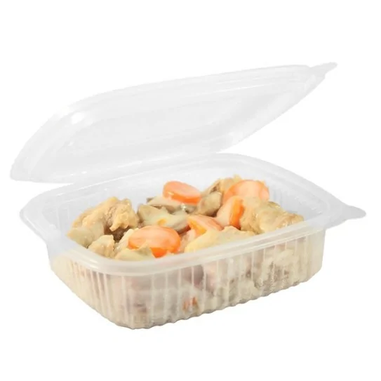 Barquette plastique micro-ondable à charnière ouvert