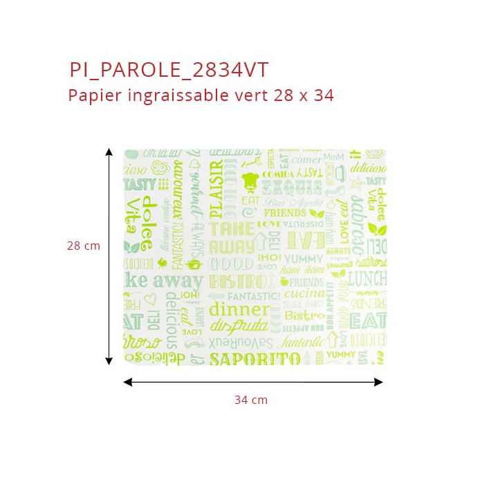 Papier ingraissable vert dimensions