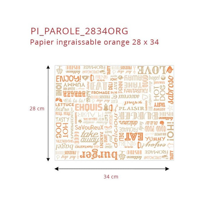 Papier ingraissable orange dimensions