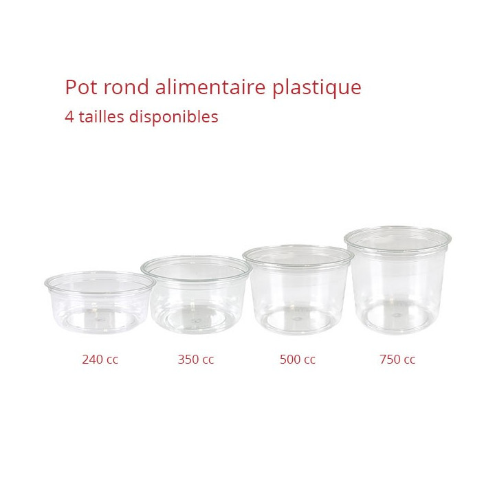 Pot rond plastique alimentaire tailles