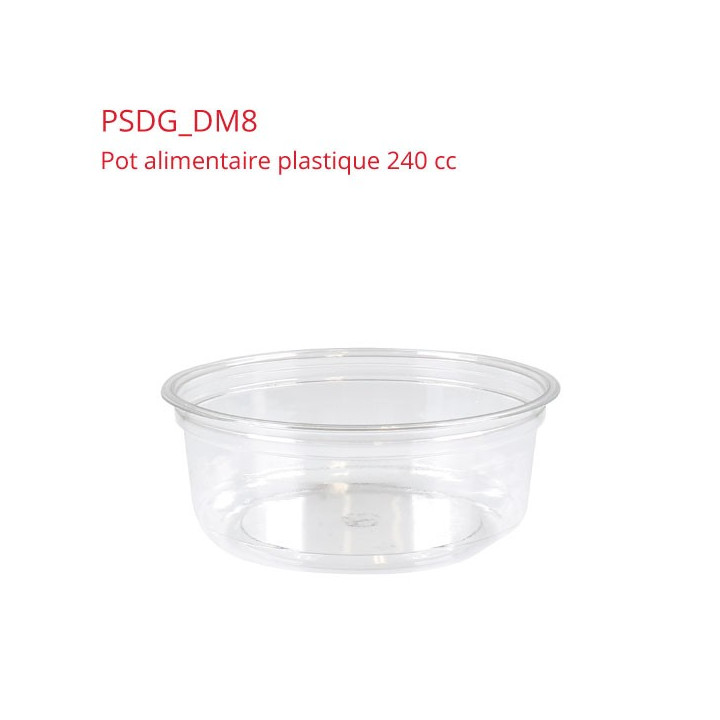 Pot rond plastique alimentaire 240 cc
