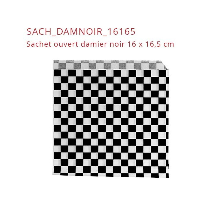 Sachet papier ouvert damier noir SACH_DAMNOIR_16165