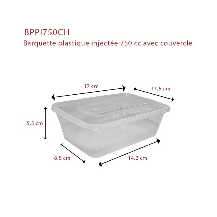 Barquette plastique injecté + couvercle 750cc