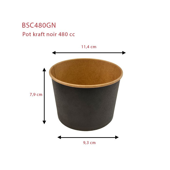 Pot Kraft Noir 114 mm | SML Food Plastic