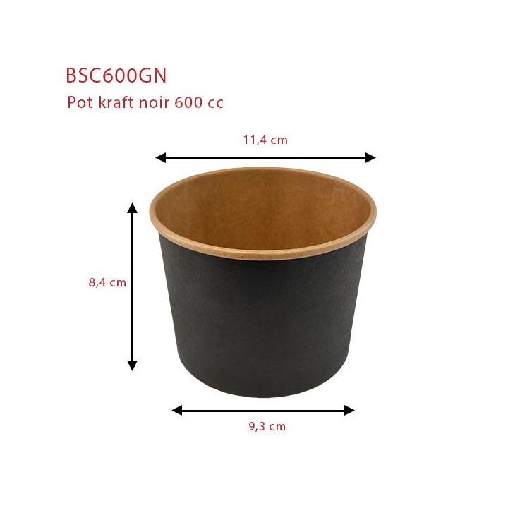 Pot Kraft Noir 114 mm | SML Food Plastic