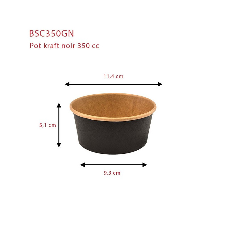 Pot Kraft Noir 114 mm | SML Food Plastic