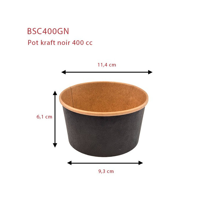 Pot Kraft Noir 114 mm | SML Food Plastic