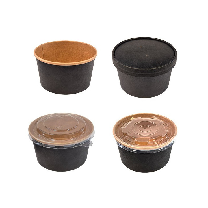 Pot kraft noir avec couvercle
