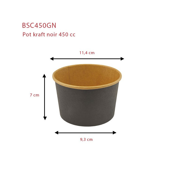 Pot Kraft Noir 114 mm | SML Food Plastic