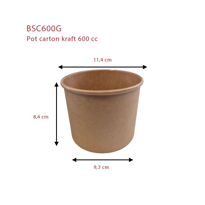 pot brun 600 cc  dimensions