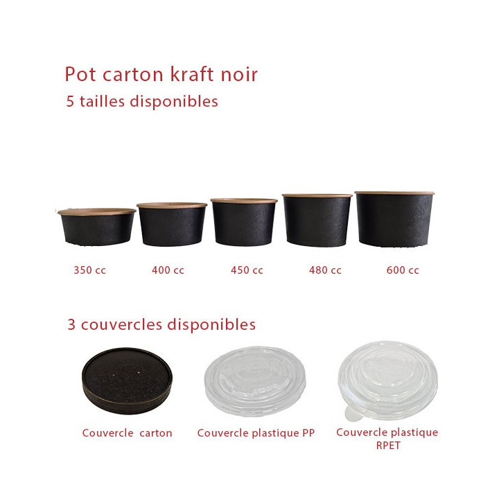 Pot Kraft Noir 114 mm | SML Food Plastic