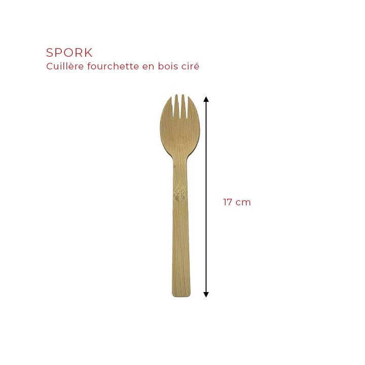 Cuillère fourchette bambou 17 cm