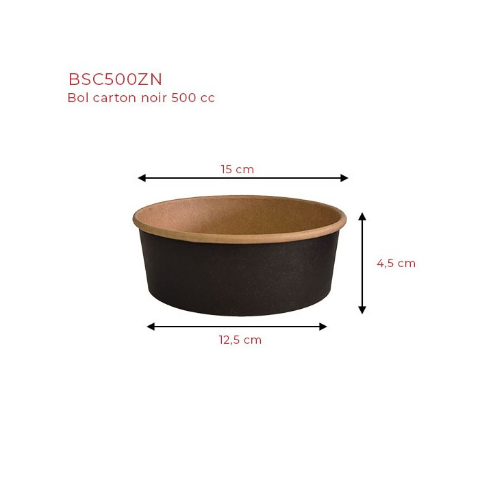 Bol carton noir 500 cc dimensions