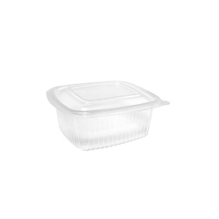 Barquette plastique micro-ondable à charnière 500 cc