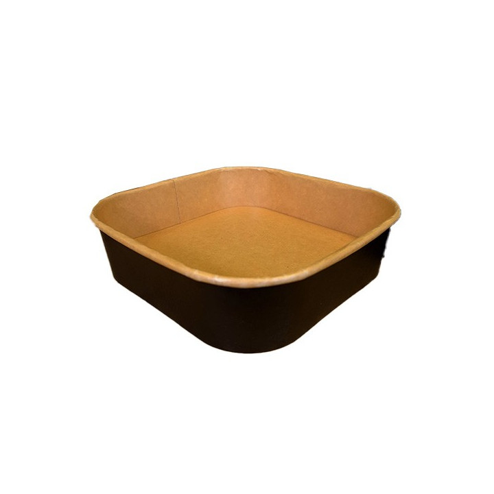 Barquette alimentaire carton carrée kraft noir - SML Food Plastic
