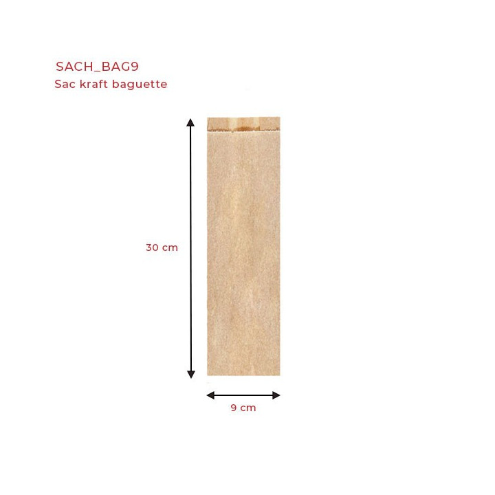 Sacs kraft ingraissable baguette 9+4x30 dimension