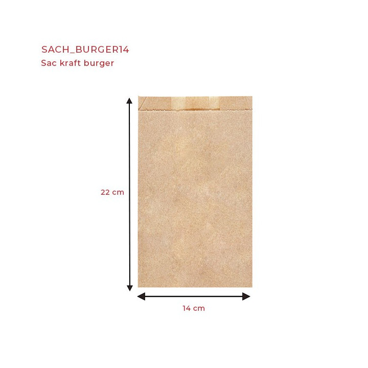 Sac kraft ingraissable burger 14x7x22 dimension