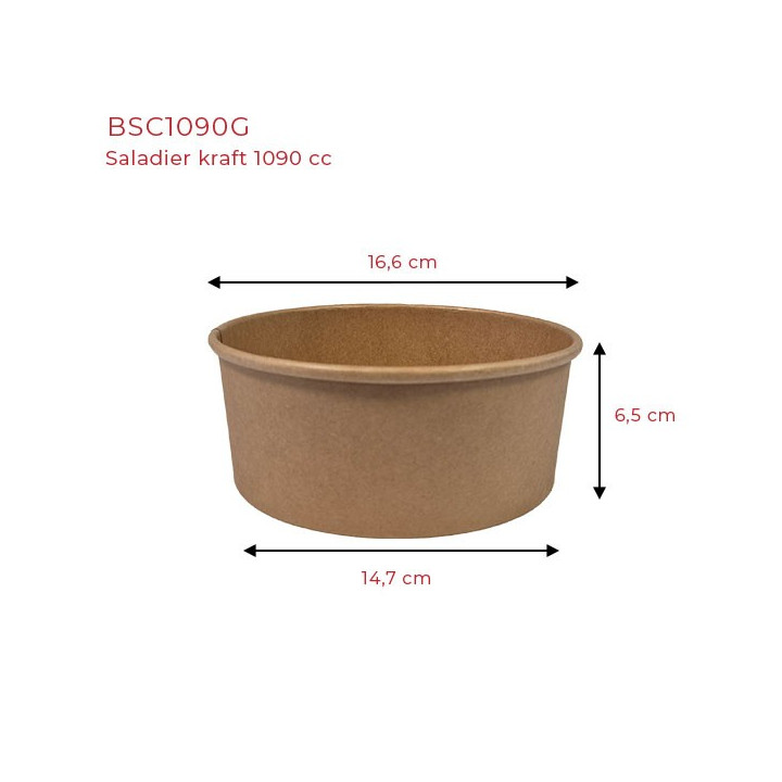 Saladier carton kraft jetable d166 dimensions