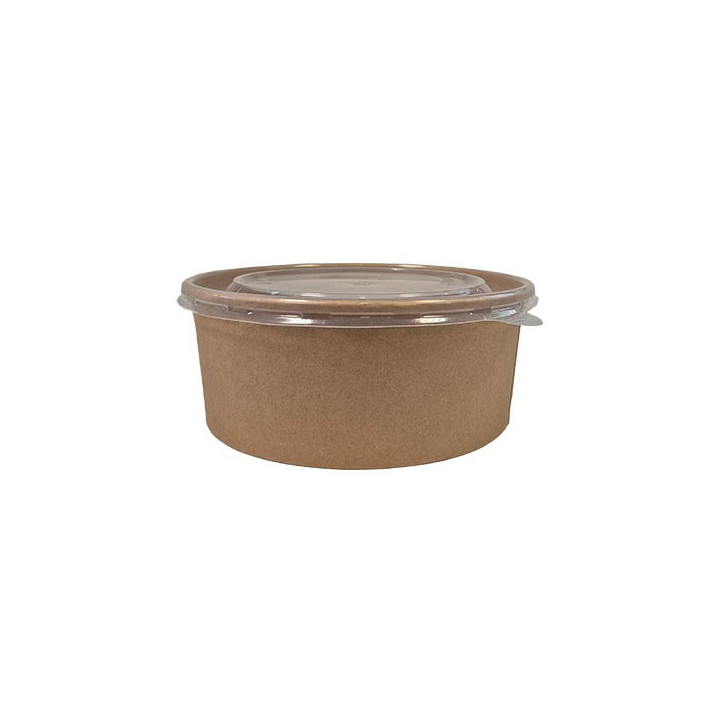 Saladier carton kraft jetable d166 couvercle PP