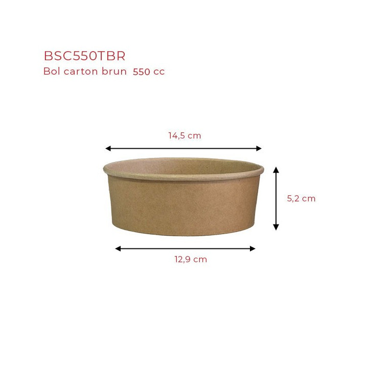 bol carton rond  145 mm dimensions