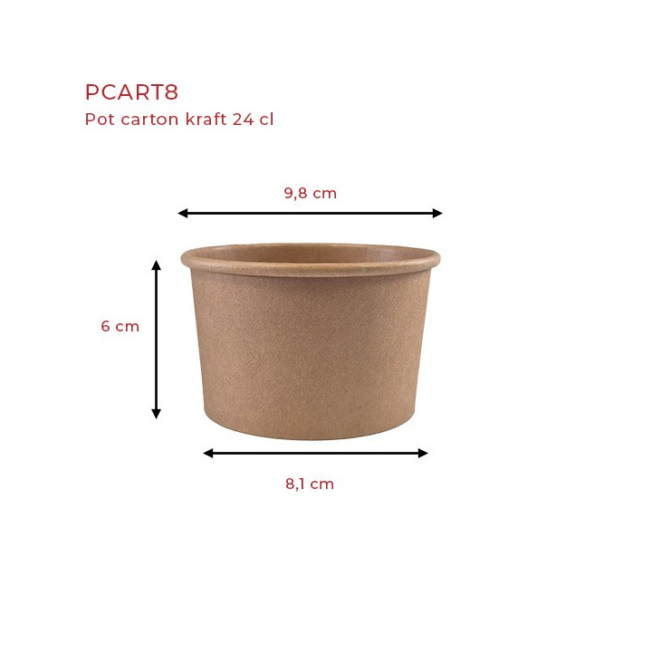 pcart8 pot carton kraft  24 cl dimensions