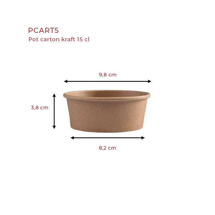 pcart5 pot carton kraft  15 cl dimensions