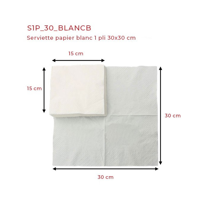 serviette papier blanc 30x30 cm 1 pli