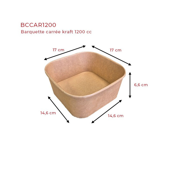 barquette carrée kraft 1200 cc dimensions