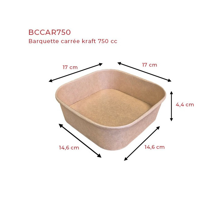 barquette carrée kraft 750 cc dimensions