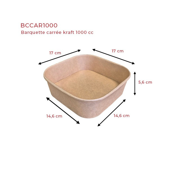 barquette carrée kraft 1000 cc dimensions