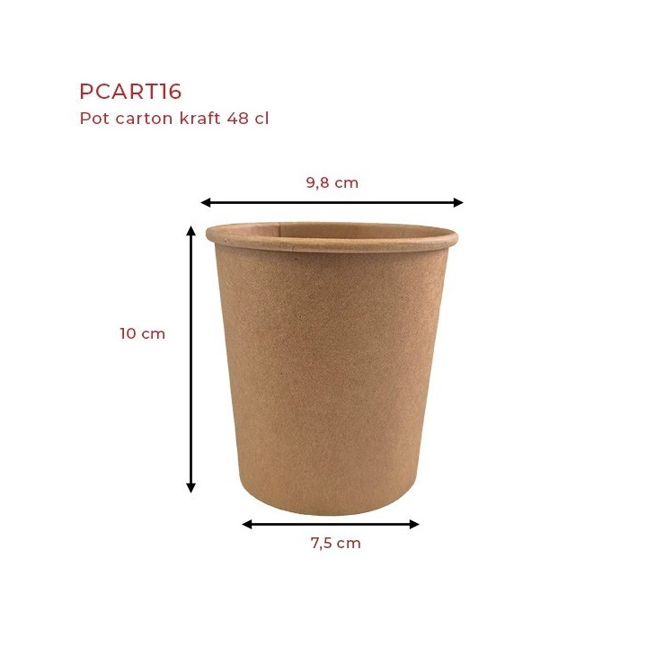 pcart16 pot carton kraft  48 cl dimensions