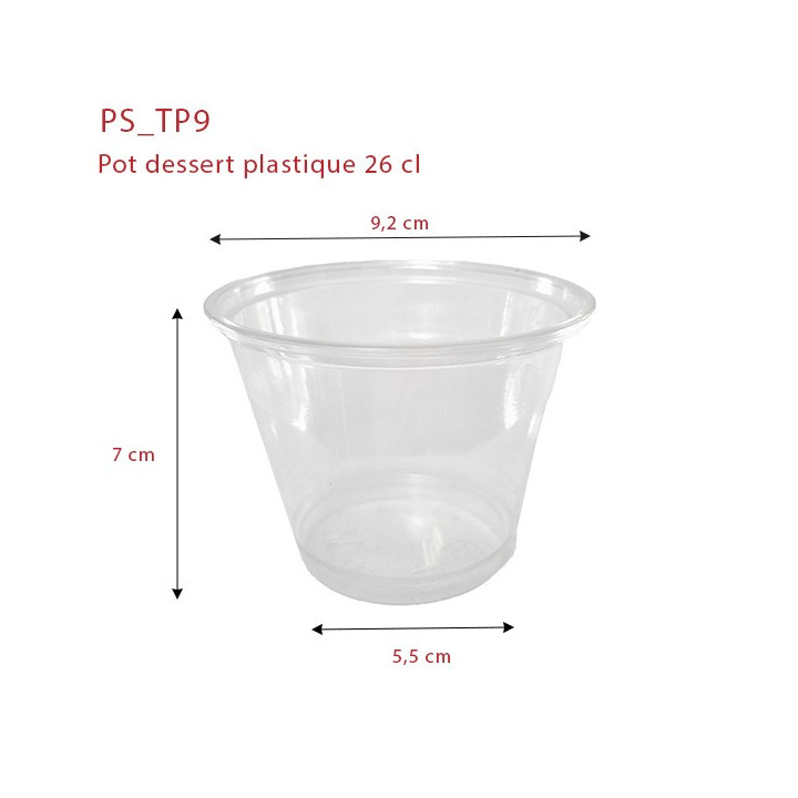 Pot dessert plastique TP9 dimensions