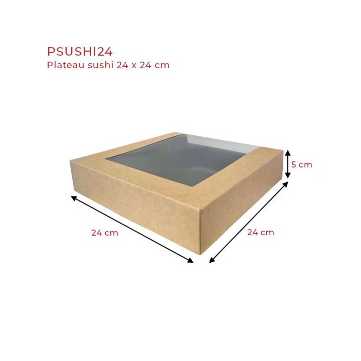 Plateau sushi carton fenêtre DIMENSIONS