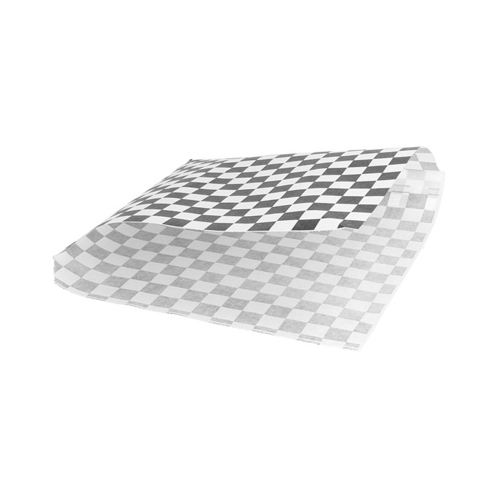Sachet kraft ingraissable ouvert Damier Noir