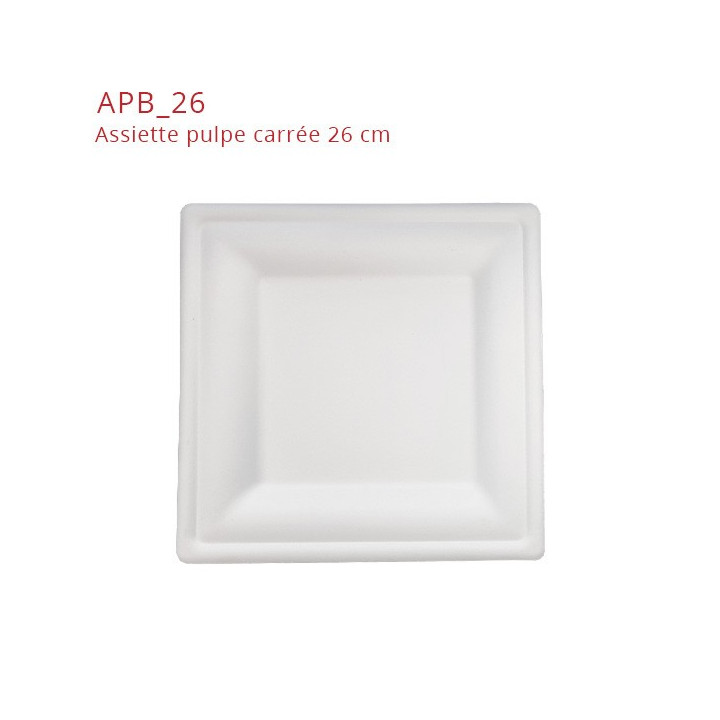 Assiette Pulpe Blanche Ecologique Carrée - SML Food plastic