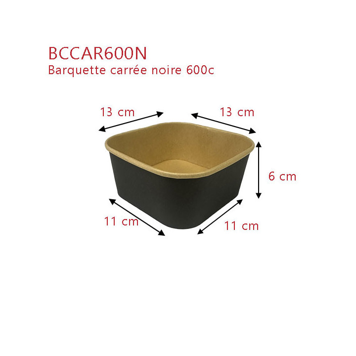 Barquette alimentaire carton carrée kraft noir - SML Food Plastic