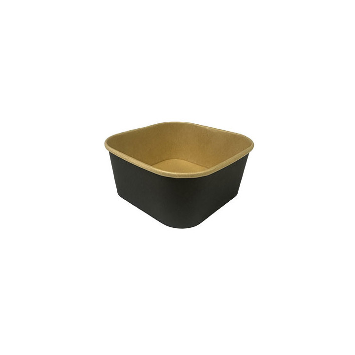Barquette alimentaire carton carrée kraft noir - SML Food Plastic