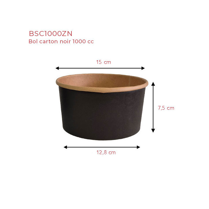 Bol  carton noir 1000 cc dimensions