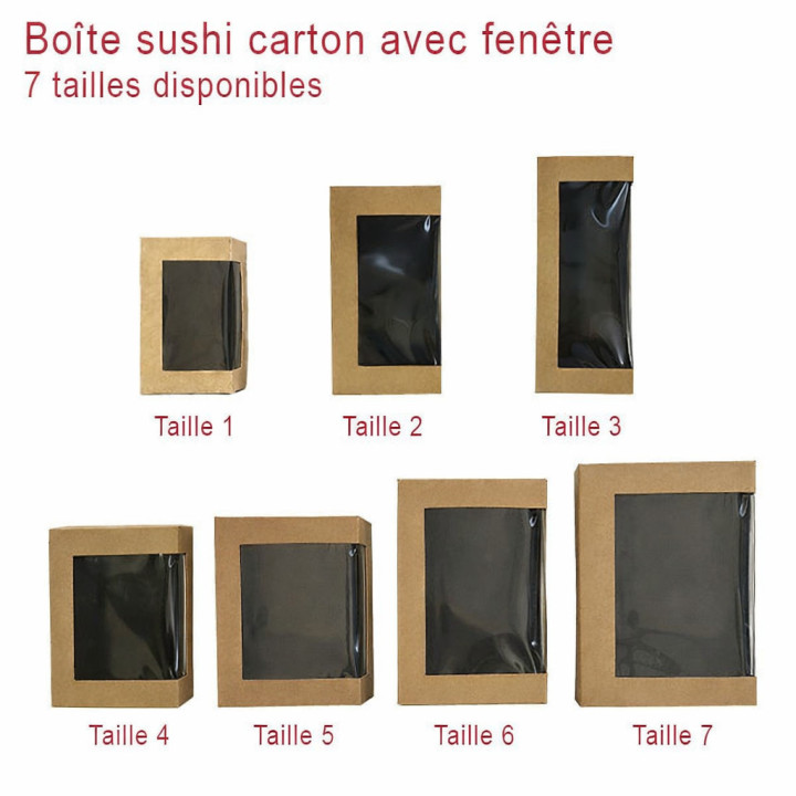 Barquette sushi avec fenêtre tailles