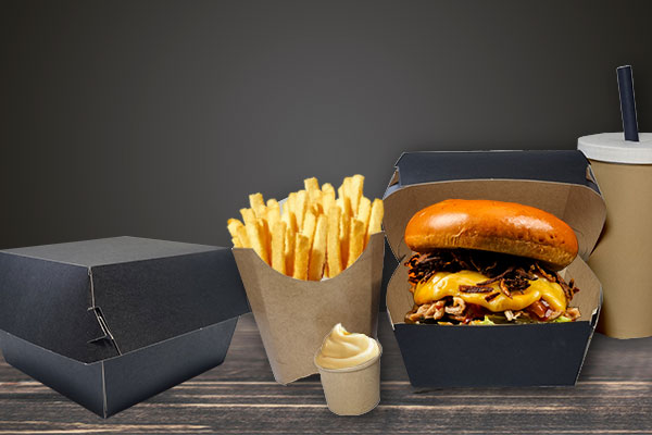 boite  burger carton noir emballage alimentaire